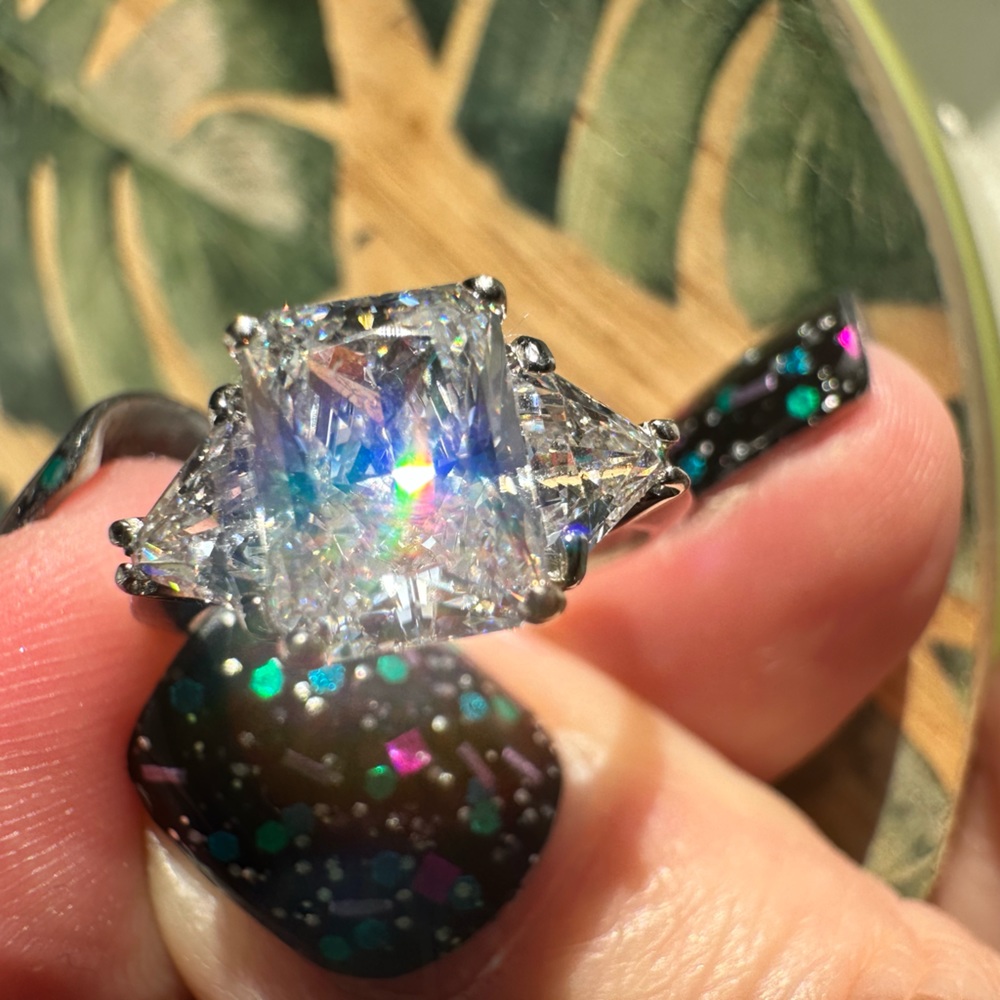 CARAT.cc 3 Carat Radiant Trilogy Ring with 9k White Gold - $500